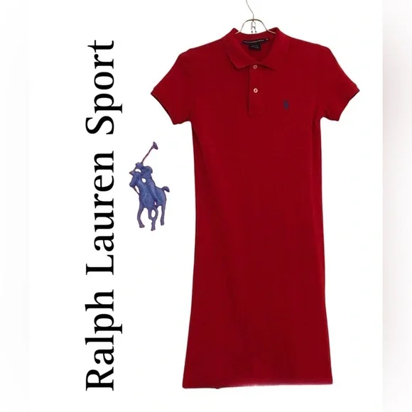 NWOT Ralph Lauren Sport Polo t-shirt dress XS red 100% cotton preppy ivy league - Picture 1 of 9